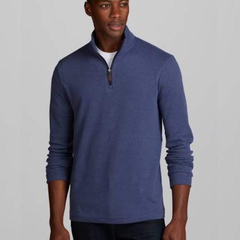 Jos. A. Bank Merino Wool Quarter Zip Sweater Navy Blue Extra Large XL - Picture 1 of 7